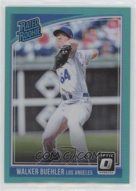 2018 Panini Donruss Optic - [Base] - Aqua Prizm #41.2 - Rated Rookie Variation - Walker Buehler (Back Text: "Buehler, battling…") /299