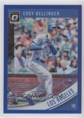 2018 Panini Donruss Optic - [Base] - Blue Prizm #115.1 - Cody Bellinger (Swing Follow Through, Puffy Cheeks) /149