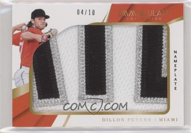 2018 Panini Immaculate Collection - Immaculate Jumbo Relics - Nameplates #IJ-DP - Dillon Peters /10