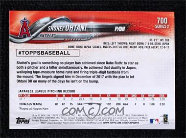 2018 Topps - [Base] #700.3 - SSP Variation - Shohei Ohtani (Hand on Helmet) - Courtesy of COMC.com