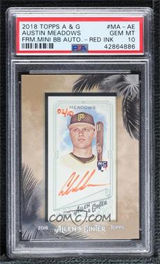 2018 Topps Allen & Ginter's - Mini Framed Autographs - Red Ink #MA-AE - Austin Meadows /10 [PSA 10 GEM MT]