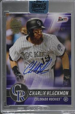 2018 Topps Archives Signature Series Active Player Edition Buybacks - [Base] #17TB-50 - Charlie Blackmon (2017 Topps Bunt) /47 [Buyback]