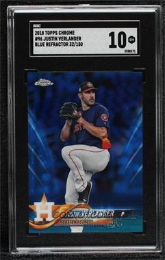 2018 Topps Chrome - [Base] - Blue Refractor #96 - Justin Verlander /150 [SGC 10 GEM]