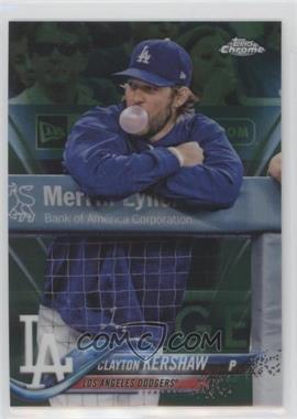 2018 Topps Chrome - [Base] - Green Refractor #121.2 - Image Variation - Clayton Kershaw (In Dugout) /99