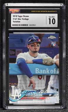 2018 Topps Chrome - [Base] #167.2 - SP Base Refractor - Image Variation - Alex Verdugo (In Dugout) [CSG 10 Gem Mint]