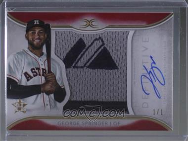 2018 Topps Definitive Collection - Autograph Relic Collection - Red Majestic Logo #ARC-GSP - George Springer /1
