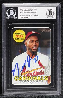 2018 Topps Heritage - [Base] - Black Border #170 - Marcell Ozuna /50 [BAS Authentic]