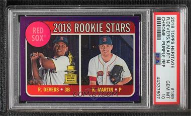 2018 Topps Heritage - [Base] - Hot Box Chrome Purple Refractor #THC-189 - Rookie Stars - Kyle Martin, Rafael Devers [PSA 10 GEM MT]