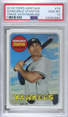 2018 Topps Heritage - [Base] #74.3 - SP - Trade Variation - Giancarlo Stanton [PSA 10 GEM MT]