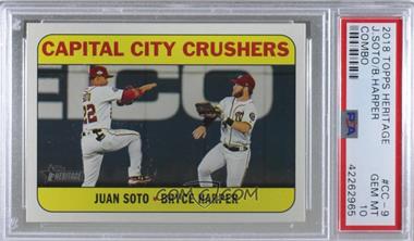 2018 Topps Heritage High Number - Combo Cards #CC-9 - Juan Soto, Bryce Harper [PSA 10 GEM MT]