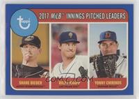 League Leaders - Shane Bieber, Ricky Knapp, Yonny Chirinos #/99