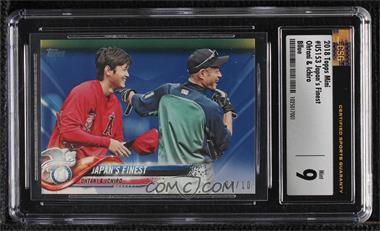 2018 Topps Mini - [Base] - Blue #US153 - Japan's Finest (Ohtani & Ichiro) /10 [CSG 9 Mint]