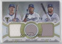 Joc Pederson, Yasiel Puig, Justin Turner #/27