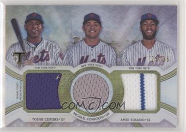 2018 Topps Triple Threads - Triple Threads Relic Combos #RCC-YMA - Yoenis Cespedes, Amed Rosario, Michael Conforto /36