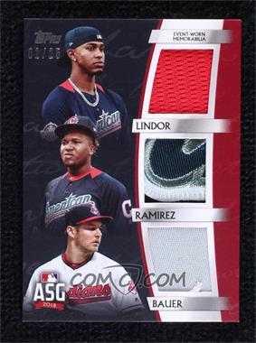 2018 Topps Update Series - All-Star Stitches Triple #ASTS-LRB - Francisco Lindor, Jose Ramirez, Trevor Bauer /25