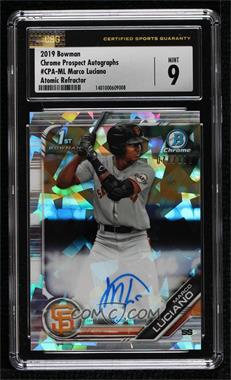 2019 Bowman - Chrome Prospect Autographs - Atomic Refractor #CPA-ML - Marco Luciano /100 [CSG 9 Mint]