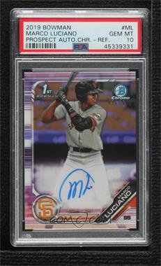 2019 Bowman - Chrome Prospect Autographs - Refractor #CPA-ML - Marco Luciano /499 [PSA 10 GEM MT]