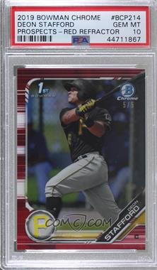 2019 Bowman Chrome - Prospects - Red Refractor #BCP-214 - Deon Stafford /5 [PSA 10 GEM MT]