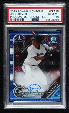 2019 Bowman Chrome - Prospects Autographs - HTA Choice Refractor #CPA-JD - Jose Devers /150 [PSA 10 GEM MT]