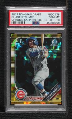 2019 Bowman Chrome Draft Sapphire Edition - [Base] - Gold #BDC-178 - Chase Strumpf /15 [PSA 10 GEM MT]