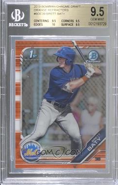 2019 Bowman Draft - Chrome - Orange Refractor #BDC-39 - Brett Baty /25 [BGS 9.5 GEM MINT]