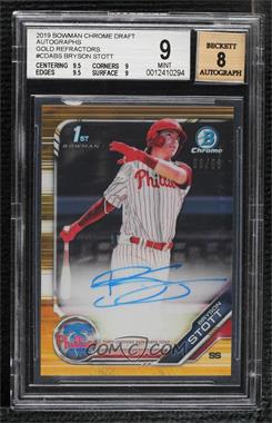 2019 Bowman Draft - Chrome Draft Pick Autographs - Gold Refractor #CDA-BS - Bryson Stott /50 [BGS 9 MINT]