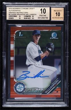 2019 Bowman Draft - Chrome Draft Pick Autographs - Orange Refractor #CDA-BWI - Brandon Williamson /25 [BGS 10 PRISTINE]