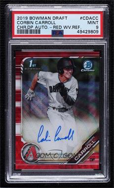 2019 Bowman Draft - Chrome Draft Pick Autographs - Red Wave Refractor #CDA-CC - Corbin Carroll /5 [PSA 9 MINT]