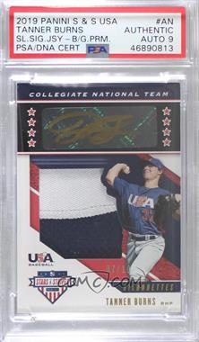 2019 Panini USA Baseball Stars & Stripes - Silhouettes Signatures - Black Gold Jerseys Prime #USA-AN - Collegiate National Team - Tanner Burns /10 [PSA Authentic PSA/DNA Cert]