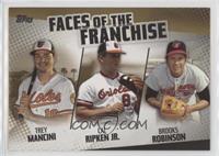 Trey Mancini, Cal Ripken Jr., Brooks Robinson #/50