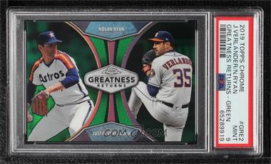 2019 Topps Chrome - Greatness Returns - Green Refractor #GRE-2 - Nolan Ryan, Justin Verlander /99 [PSA 9 MINT]