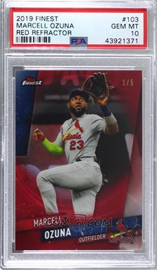 2019 Topps Finest - [Base] - Red Refractor #103 - Extended Set - Marcell Ozuna /5 [PSA 10 GEM MT]