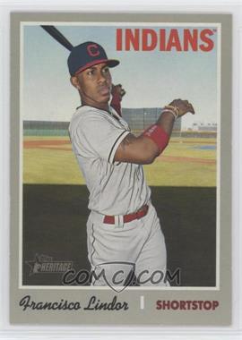 2019 Topps Heritage - [Base] #401.1 - Short Print - Francisco Lindor (White Jersey, Bat in Hand)