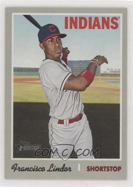 2019 Topps Heritage - [Base] #401.1 - Short Print - Francisco Lindor (White Jersey, Bat in Hand)