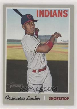 2019 Topps Heritage - [Base] #401.1 - Short Print - Francisco Lindor (White Jersey, Bat in Hand)