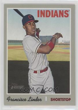 2019 Topps Heritage - [Base] #401.1 - Short Print - Francisco Lindor (White Jersey, Bat in Hand)