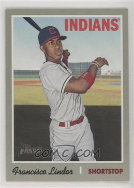 2019 Topps Heritage - [Base] #401.1 - Short Print - Francisco Lindor (White Jersey, Bat in Hand)