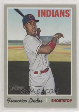 2019 Topps Heritage - [Base] #401.1 - Short Print - Francisco Lindor (White Jersey, Bat in Hand)