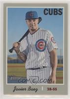 Short Print - Javier Baez (White Pinstriped Jersey, Portrait)