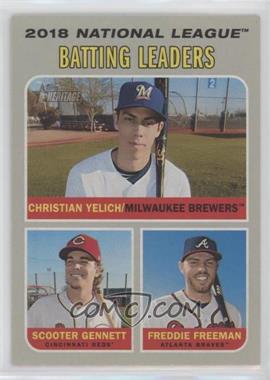 2019 Topps Heritage - [Base] #61 - League Leaders - Christian Yelich, Freddie Freeman, Scooter Gennett