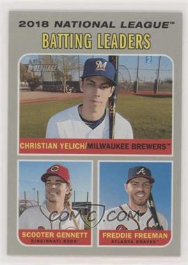 2019 Topps Heritage - [Base] #61 - League Leaders - Christian Yelich, Freddie Freeman, Scooter Gennett