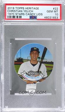 2019 Topps Heritage High Number - 1970 Baseball Candy Lids #22 - Christian Yelich [PSA 10 GEM MT]