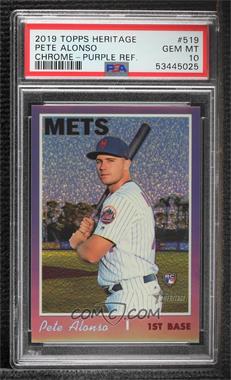 2019 Topps Heritage High Number - [Base] - Hot Box Purple Refractor #THC-519 - Pete Alonso [PSA 10 GEM MT]