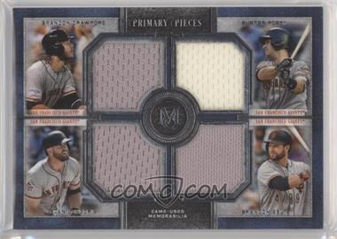 2019 Topps Museum Collection - Primary Pieces Four Player Quad Relics #FPR-CPLB - Brandon Belt, Evan Longoria, Brandon Crawford, Buster Posey /99