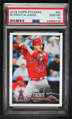 2019 Topps Stickers - [Base] #62 - Mike Trout, Aaron Judge [PSA 10 GEM MT]