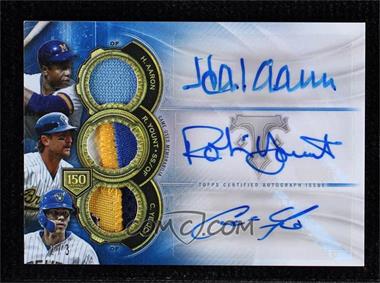 2019 Topps Triple Threads - 150 Years of Baseball Autograph Relics - Sapphire #150YAR-AYY - Robin Yount, Christian Yelich, Hank Aaron /3