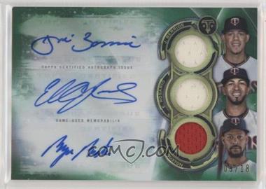 2019 Topps Triple Threads - Autograph Relic Combos - Emerald #ARC-BRB - Eddie Rosario, Byron Buxton, Jose Berrios /18