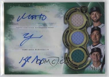 2019 Topps Triple Threads - Autograph Relic Combos - Emerald #ARC-HKS - Mitch Haniger, Kyle Seager, Yusei Kikuchi /18