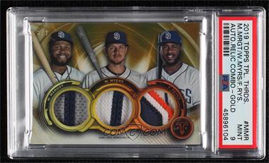 2019 Topps Triple Threads - Relic Combos - Gold #RCC-MMR - Wil Myers, Franmil Reyes, Manny Margot /9 [PSA 9 MINT]