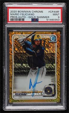 2020 Bowman - Chrome Prospects Autographs - Gold Shimmer Refractor #CPA-MF - Mario Feliciano /50 [PSA 9 MINT]